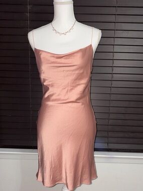 Fashion Nova Rose Gold Satin Slip Mini Dress